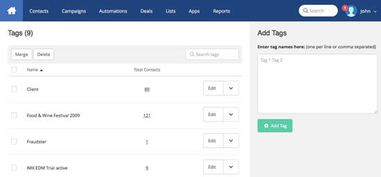 eMarketing update - Manage your tags